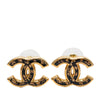 Chanel CC Gold Plated Resin Push Back Earrings Secondhand