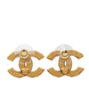 Chanel CC Gold Plated Resin Push Back Earrings Secondhand