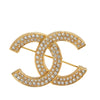 Chanel Gold Plated CC Rhinestone Brooch Secondhand