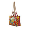 Dolce & Gabbana Snakeskin Embossed Leather Trimmed Canvas Carretto Print Capri Tote Secondhand