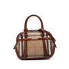 Burberry Small Leather Trimmed House Check Canvas Bridle Orchard Satchel Secondhand