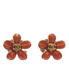 Chanel Gold Plated and Resin CC Flower Push Back Earrings Secondhand