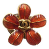 Chanel Gold Plated and Resin CC Flower Push Back Earrings Secondhand