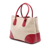 Prada Large Canapa and Saffiano Double Satchel Secondhand