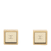 Chanel Gold Plated Square CC Mirror Push Back Earrings Secondhand