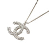 Chanel Silver Plated Crystal CC Logo Pendant Necklace Secondhand