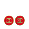 Chanel CC Gold Plated Enamel Button Clip on Earrings Secondhand