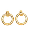 Chanel Gold Plated Quilted Dangle Hoop Clip On Earrings Secondhand