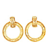 Chanel Gold Plated Quilted Dangle Hoop Clip On Earrings Secondhand