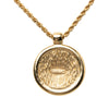Dior Gold Plated Strass Logo Medallion Pendant Necklace Secondhand