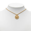 Dior Gold Plated Strass Logo Medallion Pendant Necklace Secondhand