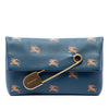 Burberry Medium Equestrian Knight Embroidered Leather Safety Pin Foldover Clutch Secondhand