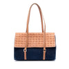 Secondhand Burberry Denim and Embossed Leather Handbag