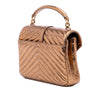 Saint Laurent Medium Metallic Calfskin Chevron Monogram College Bag Secondhand