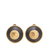 Secondhand Chanel Gold Plated and Enamel CC Round Button Clip On Earrings