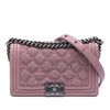 Chanel Old Medium Quilted Crumpled Calfskin Studded Boy Flap Secondhand
