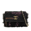 Chanel Fringe Denim Mood Clutch with Chain Secondhand