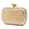 Bottega Veneta Metallic Lambskin Intrecciato Knot Minaudiere Clutch Secondhand