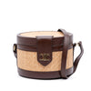 Celine Medium Raffia and Calfskin Triomphe Tambour Vanity Bag Secondhand
