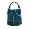 Burberry Prorsum House Check Canvas and Suede Fringe Bucket Bag Secondhand