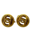 Chanel CC Gold Plated Round Clip On Earrings Secondhand