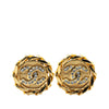Chanel Gold Plated CC Crystal Clip On Earrings Secondhand