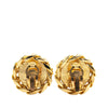 Chanel Gold Plated CC Crystal Clip On Earrings Secondhand