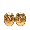 Chanel Gold Plated CC Oval Clip On Earrings Secondhand
