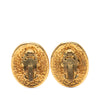 Chanel Gold Plated CC Oval Clip On Earrings Secondhand
