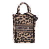 Dior Mizza Mini Embroidered Canvas Leopard Vertical Book Tote Secondhand
