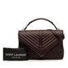 Saint Laurent Large Sheepskin Chevron Monogram College Satchel Secondhand