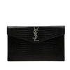 Saint Laurent Croc Embossed Leather Uptown Pouch Secondhand