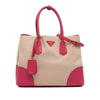 Secondhand Prada Large Saffiano Trimmed Canapa Double Satchel