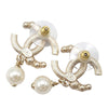 Secondhand Chanel Gold Plated CC Crystal and Faux Pearl Drop Push Back Earrings