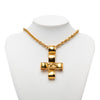 Chanel CC Gold Plated Ribbon Cross Pendant Necklace Secondhand