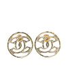 Chanel Gold Plated CC Round Bullet Back Earrings Secondhand