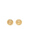 Chanel CC Gold Plated Crest Round Clip On Earrings Secondhand