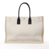 Saint Laurent Rive Gauche Large Tote Bag in Printed Canvas and Leather in Beige 499290 Secondhand