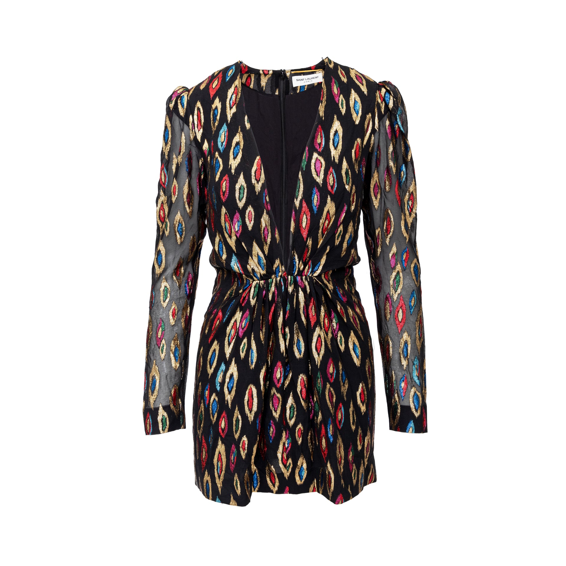 Saint Laurent Peacock Jacquard Cocktail Dress