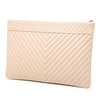 Chanel Large Quilted Caviar Chevron O Case Zip Pouch Secondhand