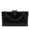 Chanel Quilted Glazed Calfskin Coco Pleats Chain Clutch Secondhand