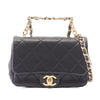 Chanel Quilted Lambskin Oval Logo Chain Top Handle Flap Secondhand