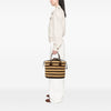 Fendi Straw Pecan Striped Beach Tote Secondhand