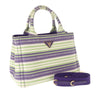 Prada Small Canvas Canapa Striped Logo Tote Secondhand