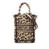 Dior Mizza Mini Embroidered Canvas Leopard Vertical Book Tote Secondhand