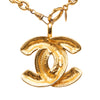 Chanel CC Gold Plated Quilted Pendant Necklace Secondhand
