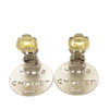 Chanel Brass Cut Out Logo Round Clip On Earrings Secondhand