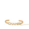 Chanel CC Gold Plated Rhinestone Logo Cuff Bracelet and Ring Set Secondhand