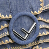 Fendi Embroidered Denim Ruffled F is Fendi Kan I Baguette Secondhand