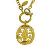 Chanel Gold Plated Logo Round Pendant Necklace Secondhand